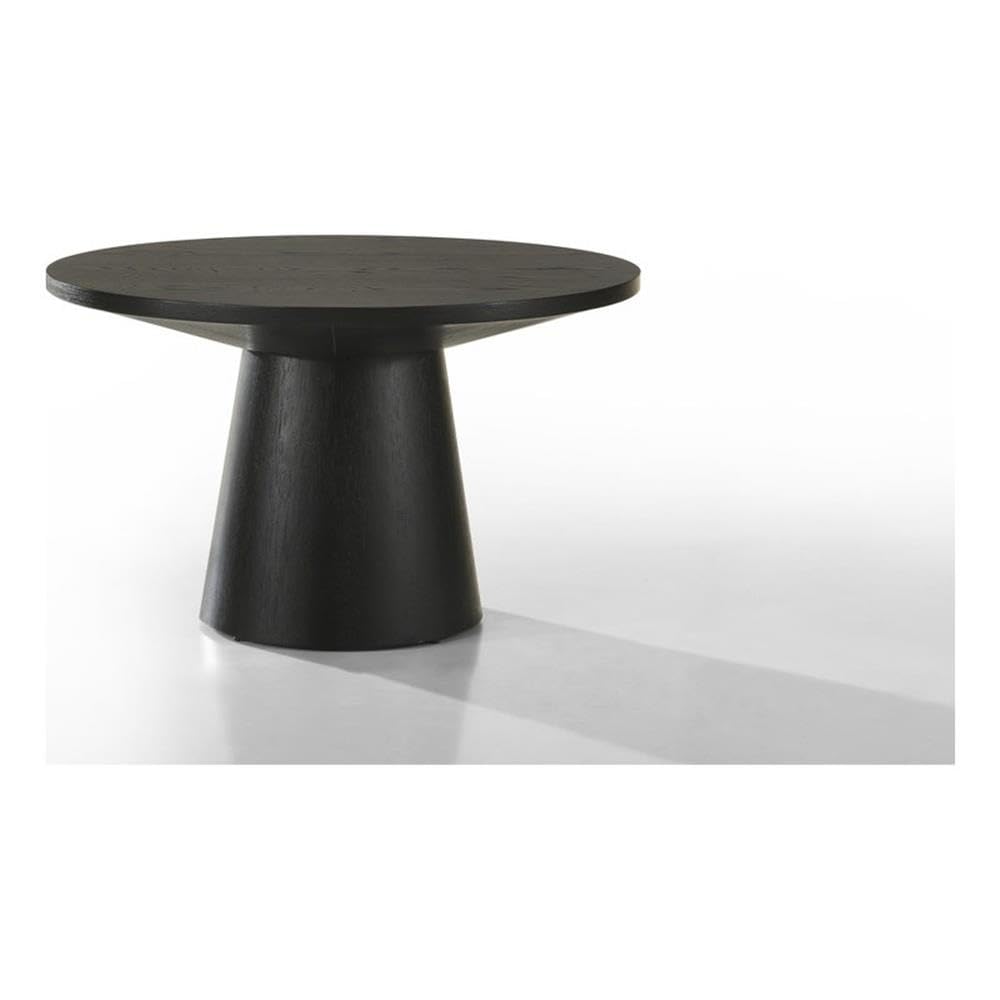 Ebony Black 29-inch Round Wood Coffee Table with Pedestal Base N112953