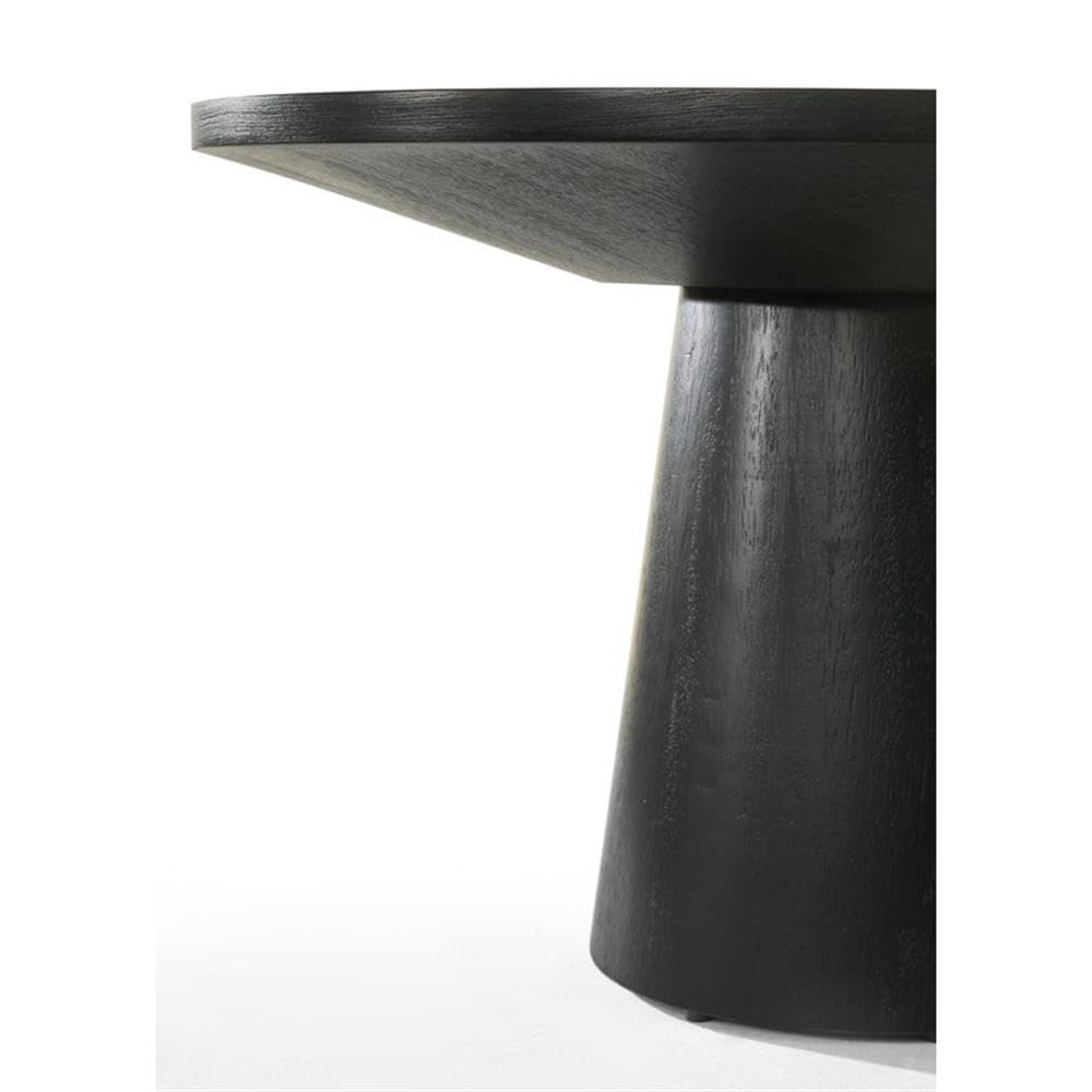 Ebony Black 29-inch Round Wood Coffee Table with Pedestal Base N112953