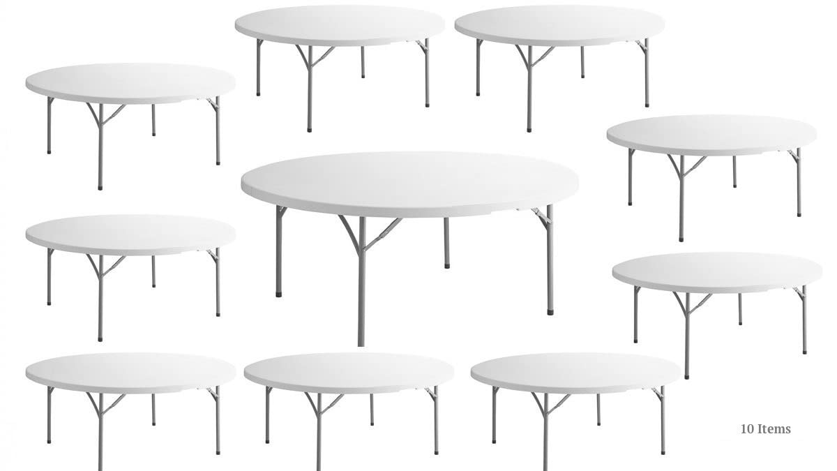White 6-ft Plastic Folding Round Table W70251