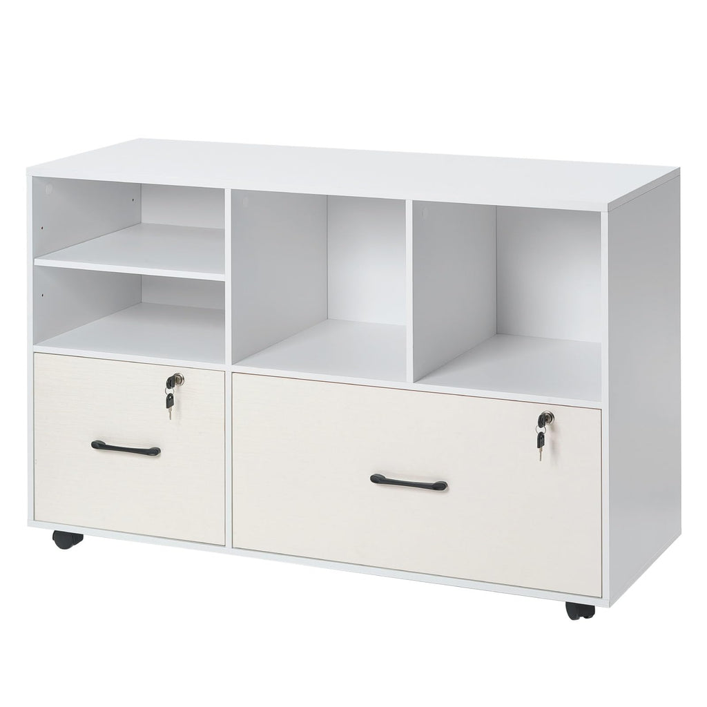 White 2 Drawer Wooden Lockable Mobile File Cabinet Z940