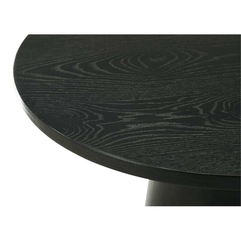 Ebony Black 29-inch Round Wood Coffee Table with Pedestal Base N112953