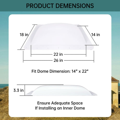 18" x 26" White RV Skylight Replacement B185