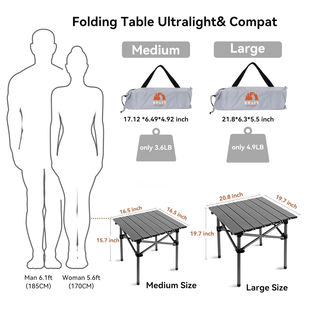Portable Folding Aluminum Camping Table with Carry Bag W988