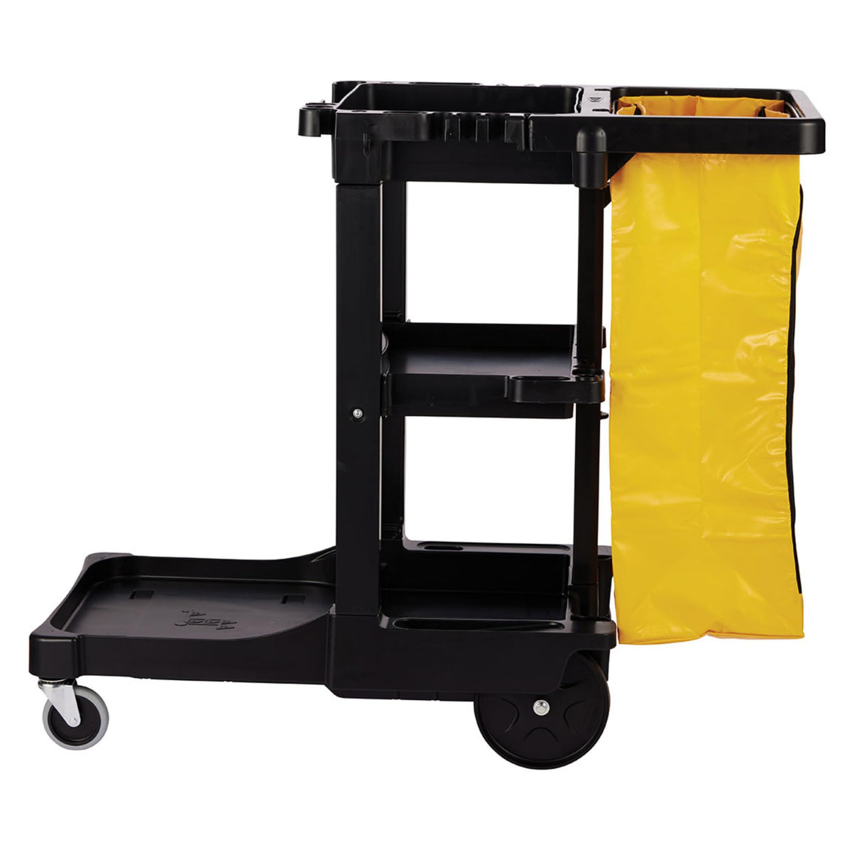 3-Shelf Wheeled Cleaning Cart with Yellow Vinyl Bag F495862