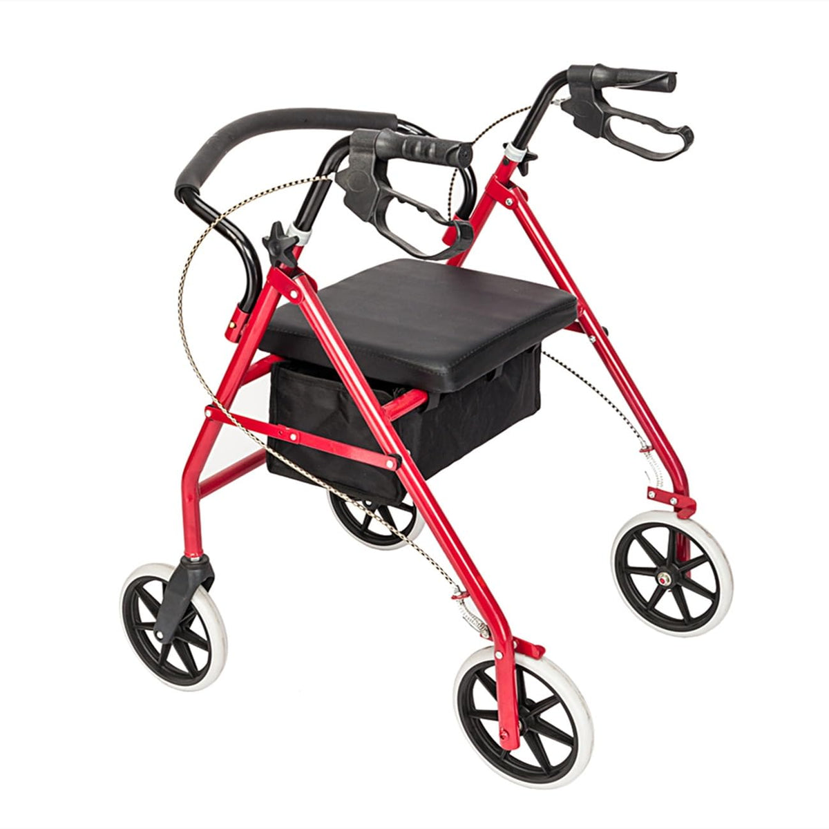 Foldable Rollator Walker with Seat & Wheels, Height Adjustable, 286lbs Weight Capacity, Red P853306