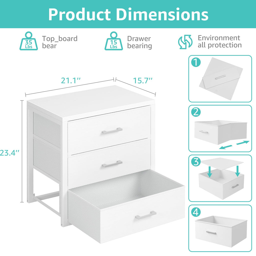 White 3 Drawer Dresser W897755