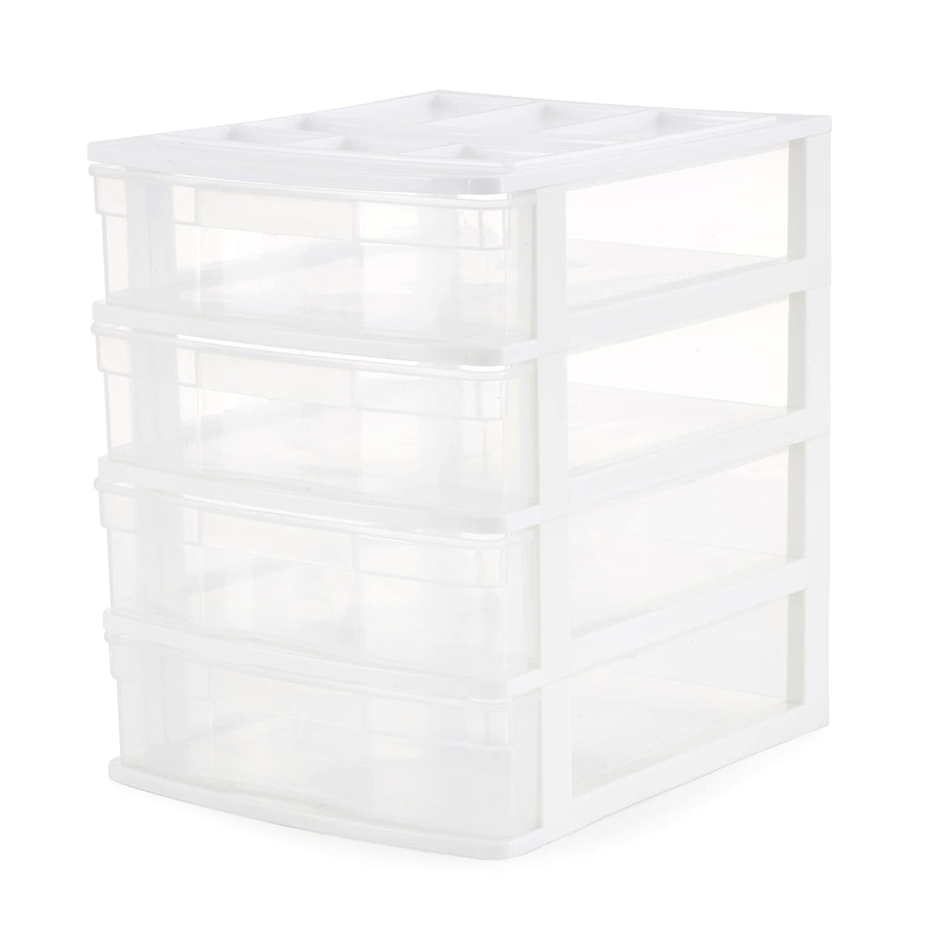 4-Tier White Plastic Drawer Organizer M467