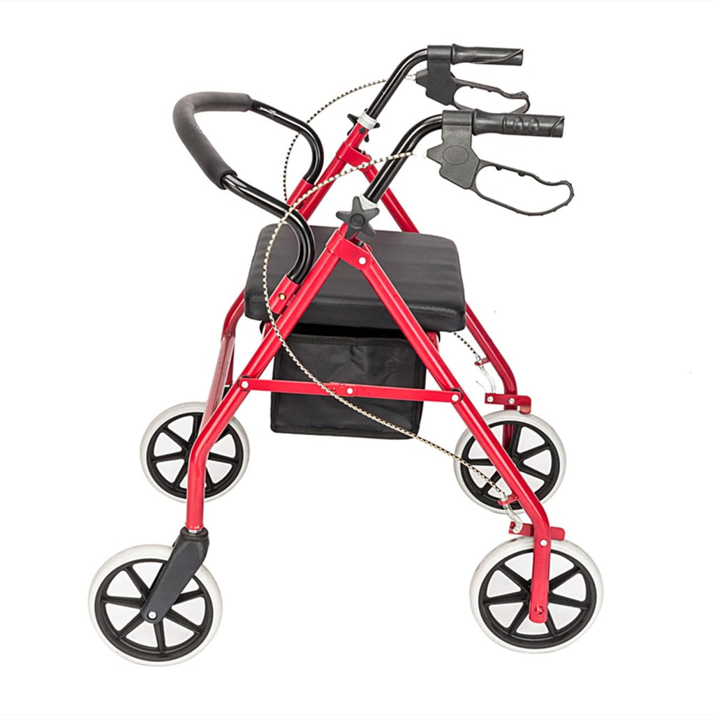 Foldable Rollator Walker with Seat & Wheels, Height Adjustable, 286lbs Weight Capacity, Red P853306