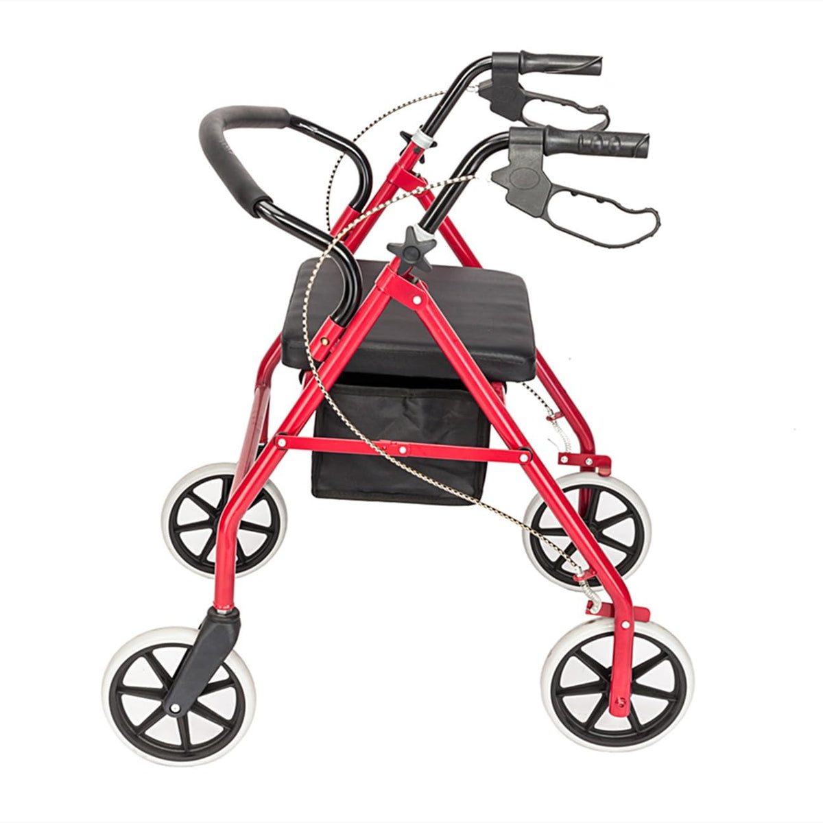 Foldable Rollator Walker with Seat & Wheels, Height Adjustable, 286lbs Weight Capacity, Red P853306