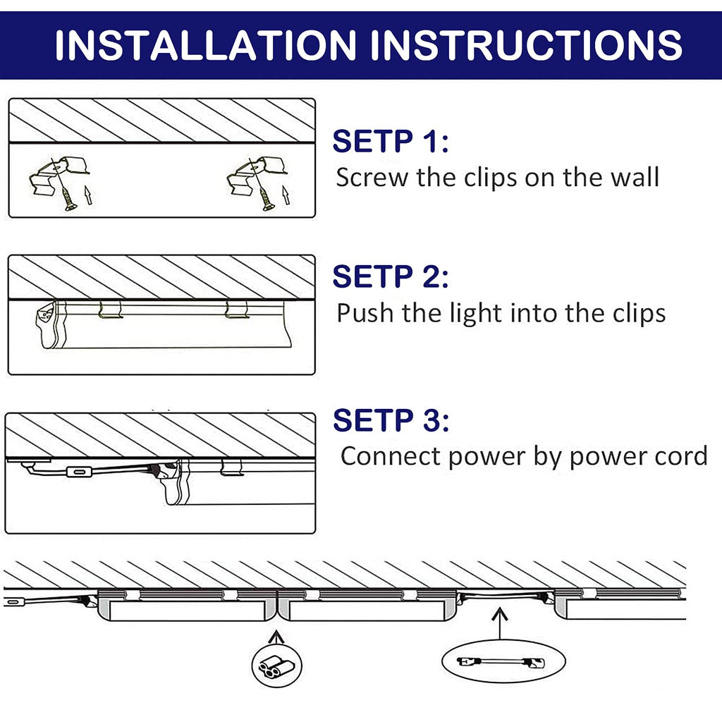 48 Pack 2FT 10W 6000K Linkable LED Shop Light with On/Off Switch G53845
