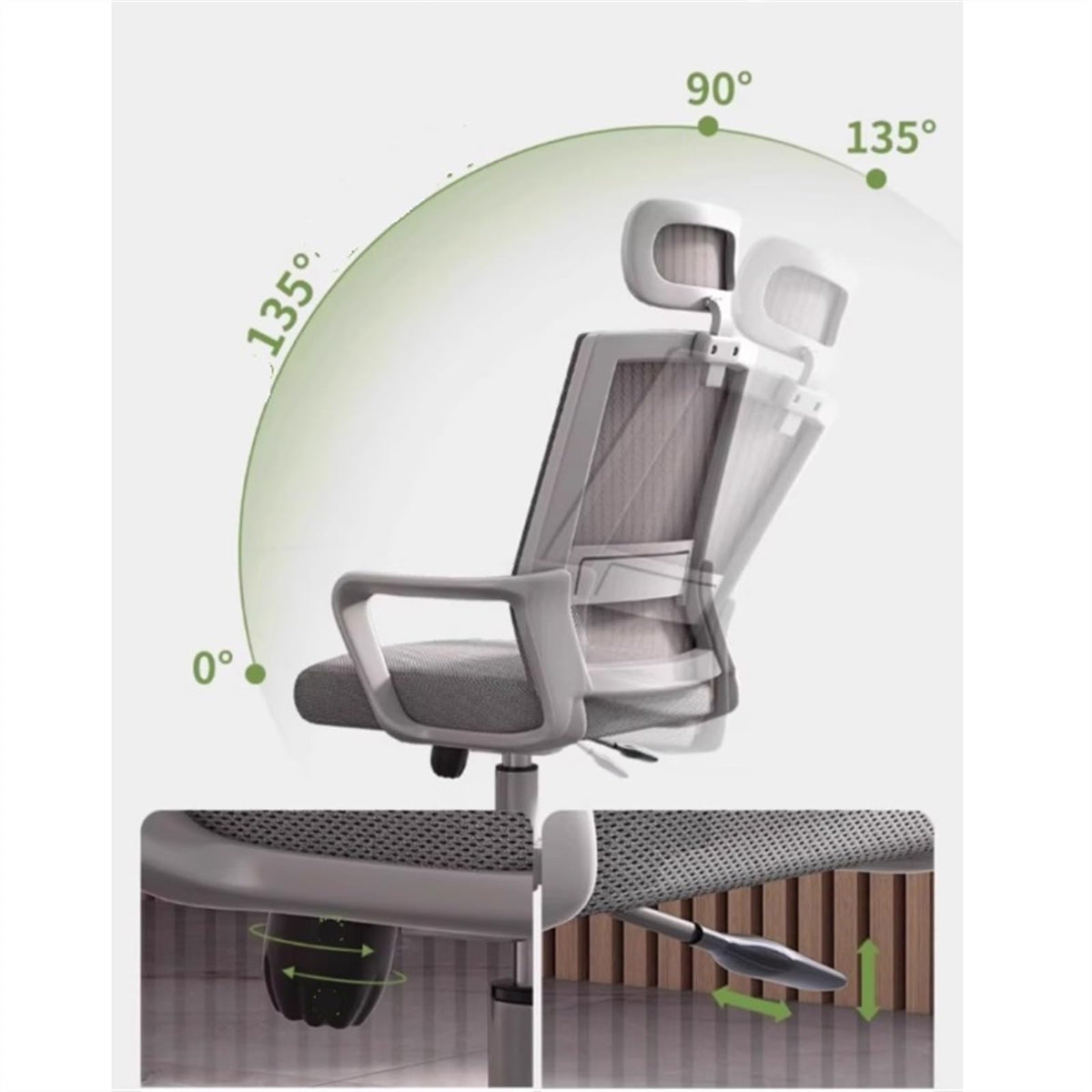 Ergonomic Mesh High Back Reclining Office Chair L8225