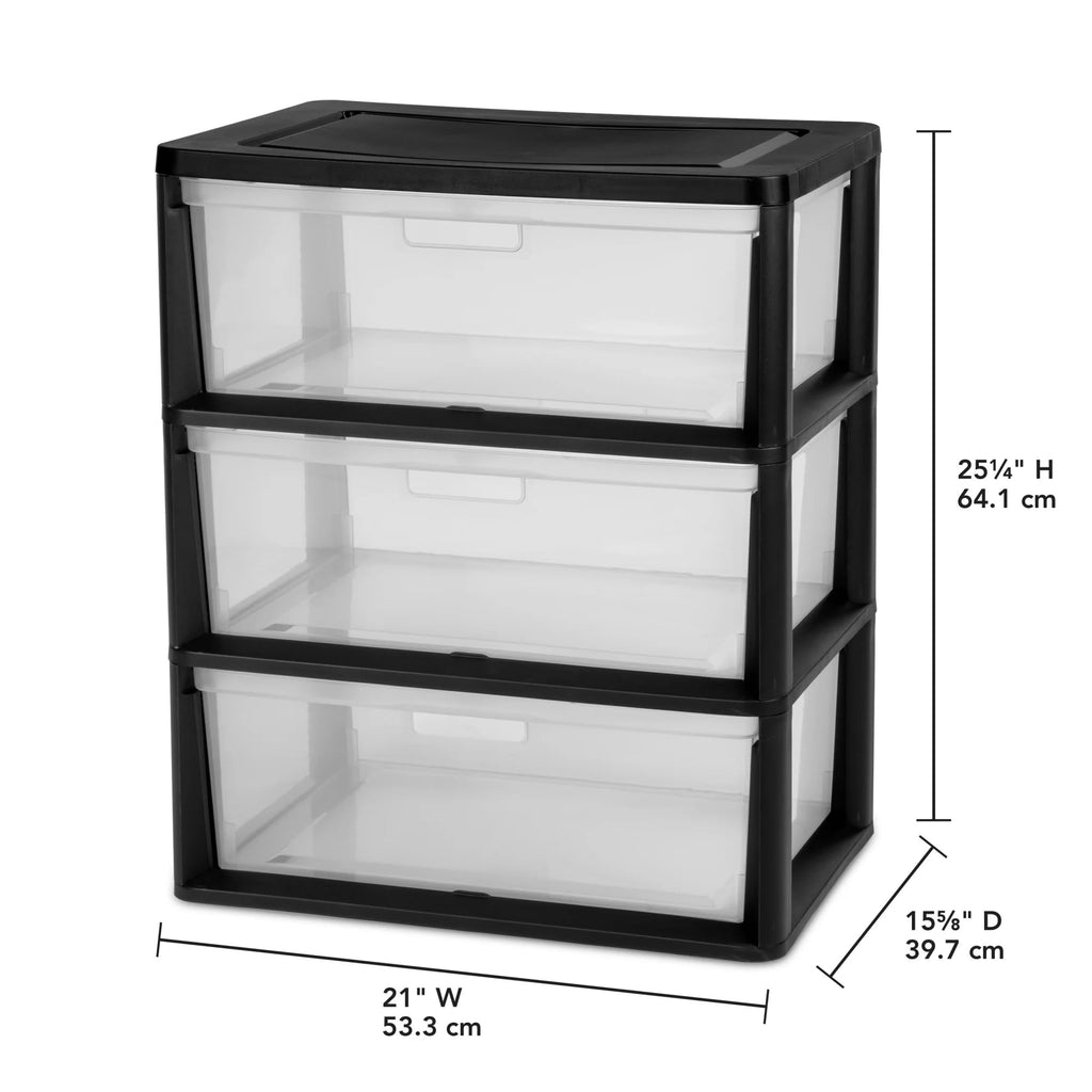 3 Drawer Clear Plastic Storage Cart X6547