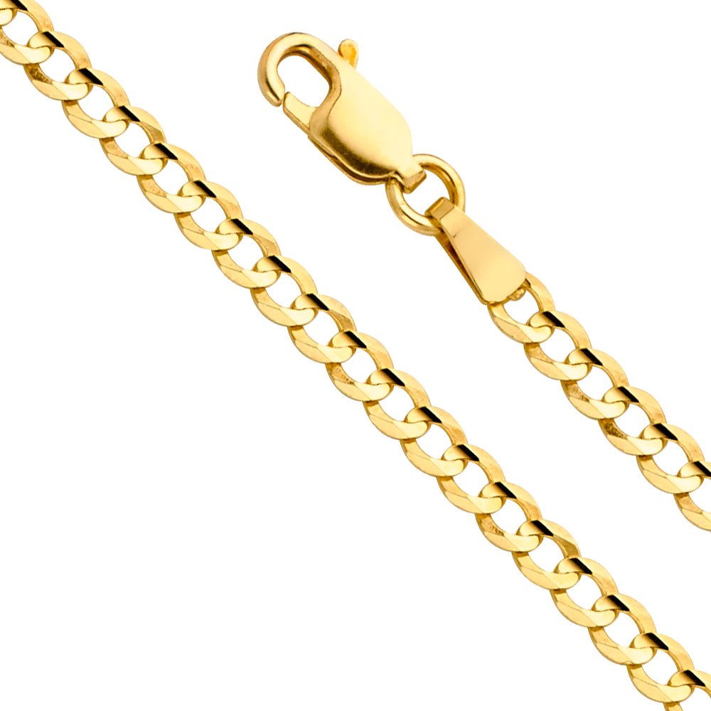 14k Yellow White Two Tone Gold Cuban Concave Curb Chain Necklace Bracelet Q5379
