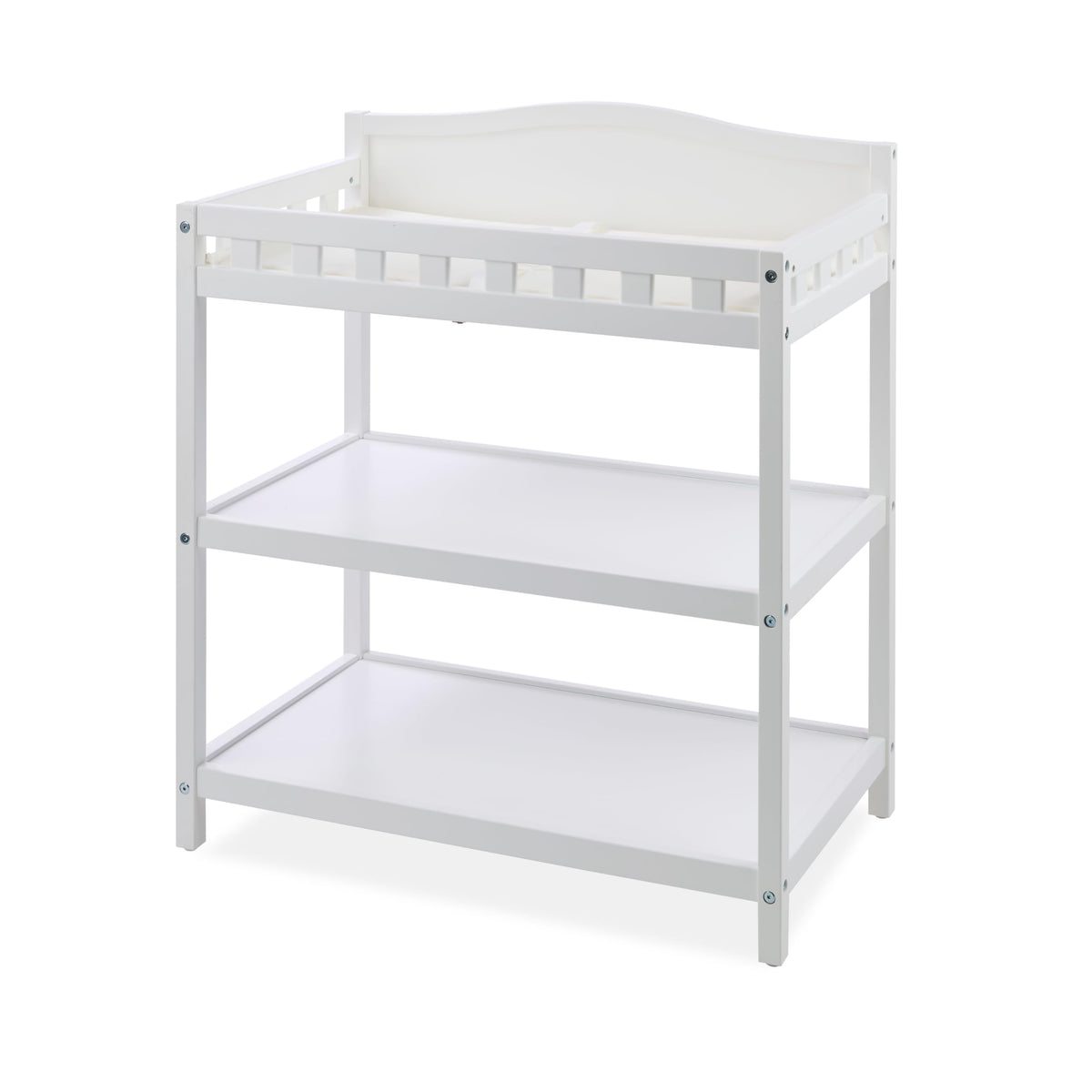 White Baby Changing Table with Pad & Storage Shelves E9421