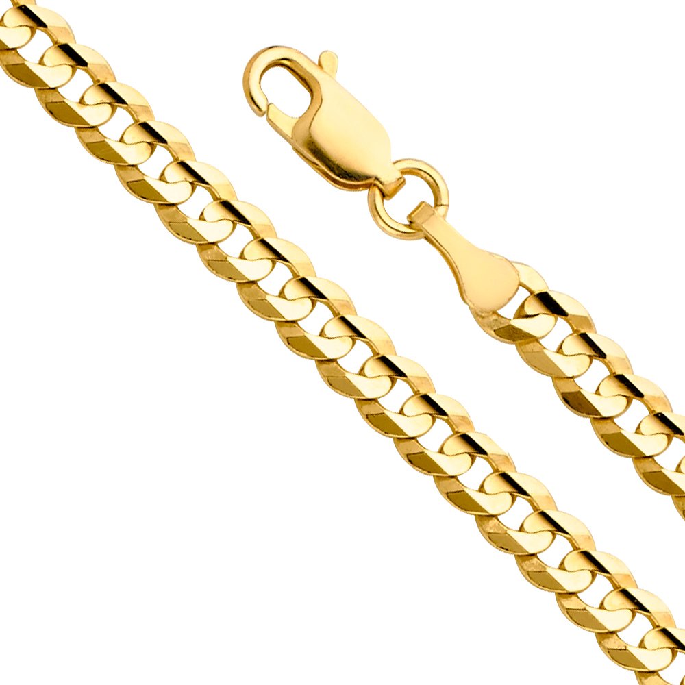 14k Yellow White Two Tone Gold Cuban Concave Curb Chain Necklace Bracelet Q5379
