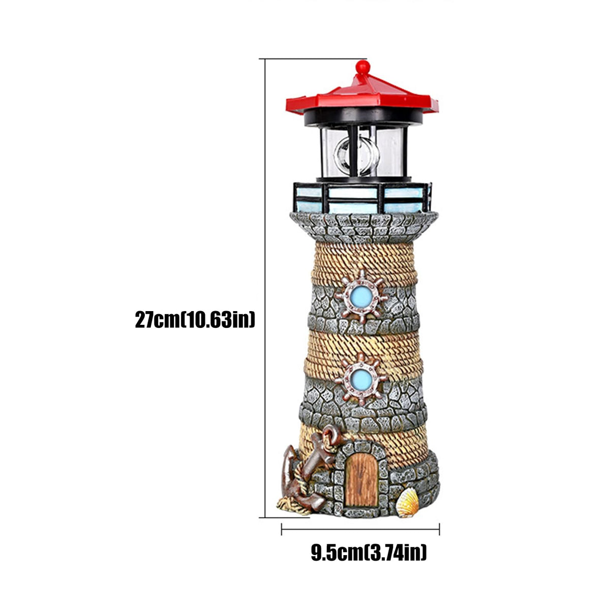 Solar Powered Resin Lighthouse Ornament F21638
