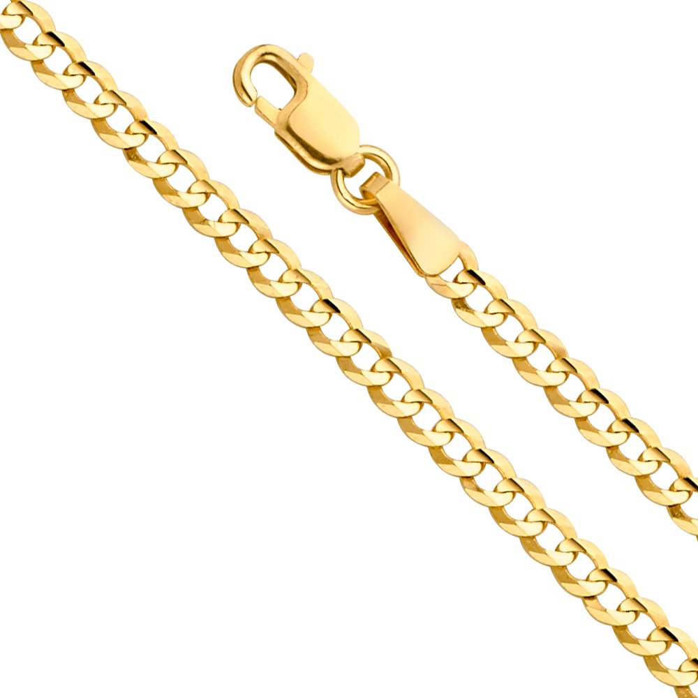 14k Yellow White Two Tone Gold Cuban Concave Curb Chain Necklace Bracelet Q5379