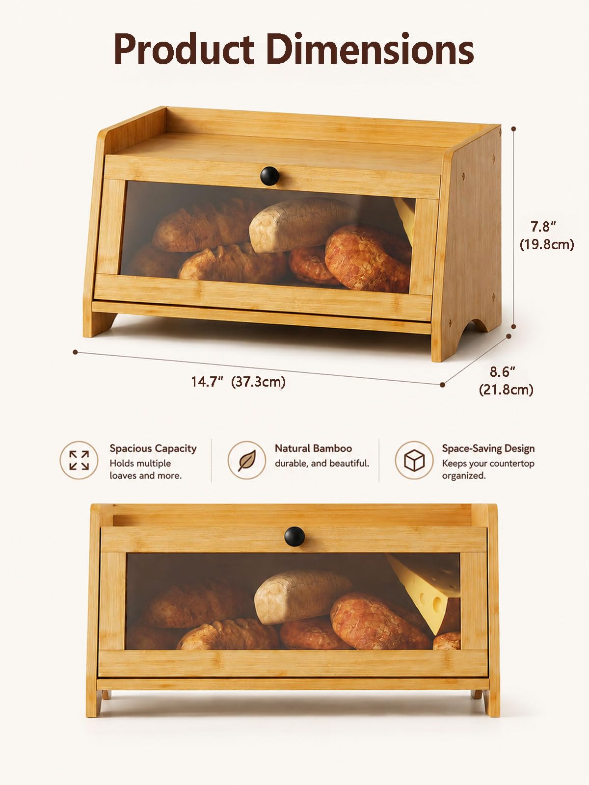 Bread Box with Top Shelf, 1 Tier Z136