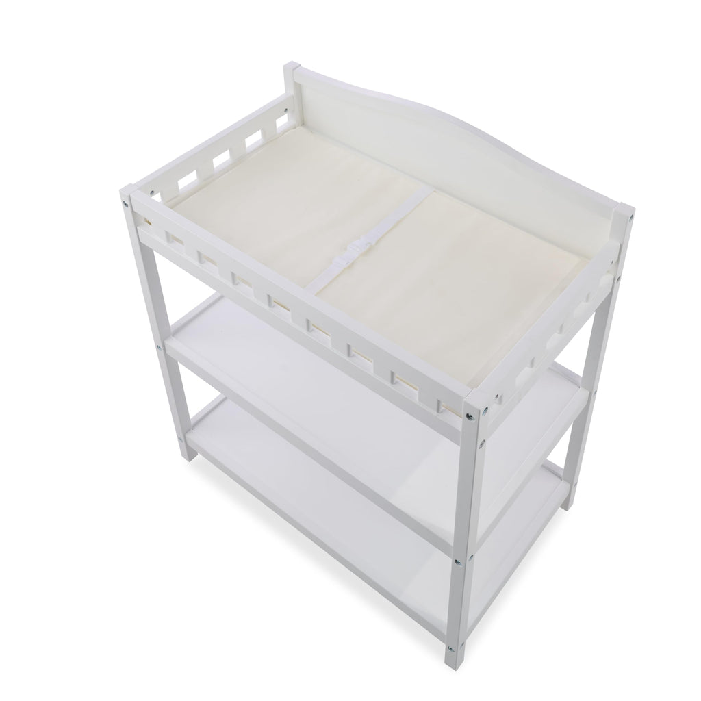 White Baby Changing Table with Pad & Storage Shelves E9421