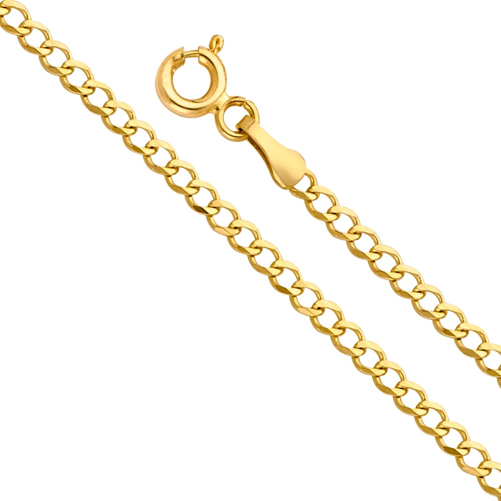 14k Yellow White Two Tone Gold Cuban Concave Curb Chain Necklace Bracelet Q5379