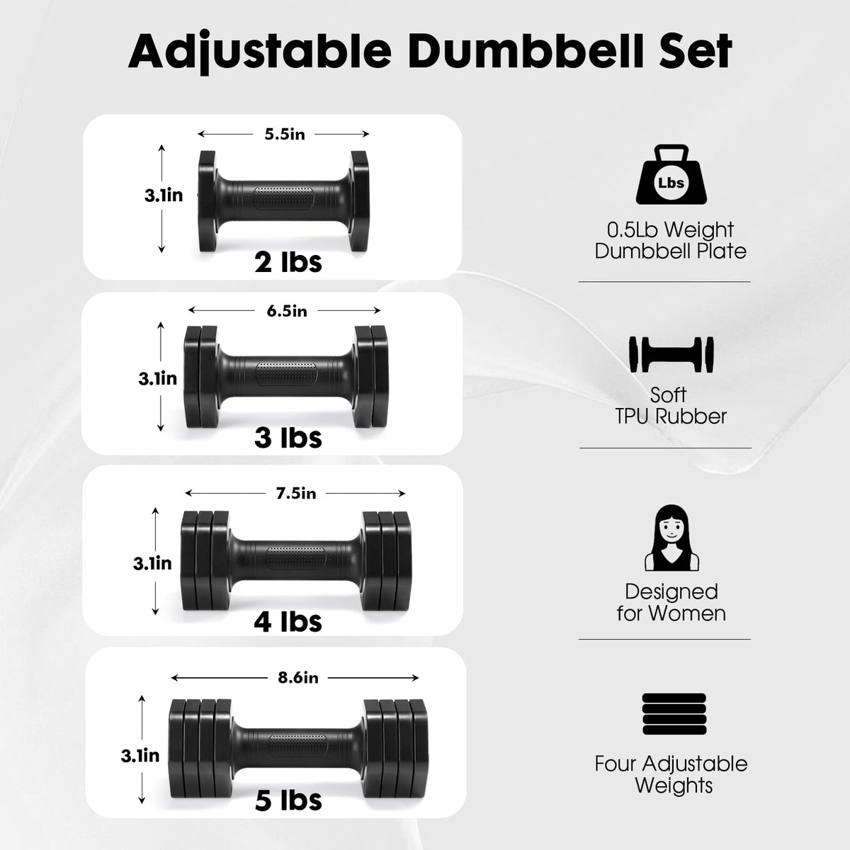 Adjustable Dumbbell Set 2lb 3lb 4lb 5lb S9835