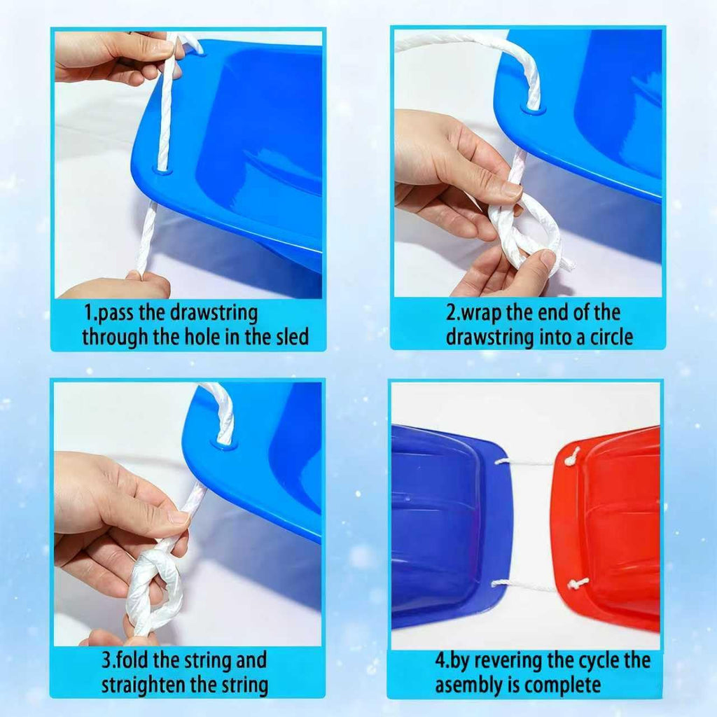 Cold Resistant Flexible Snow Sled with Pull Rope & Handles 35 Inch O36791