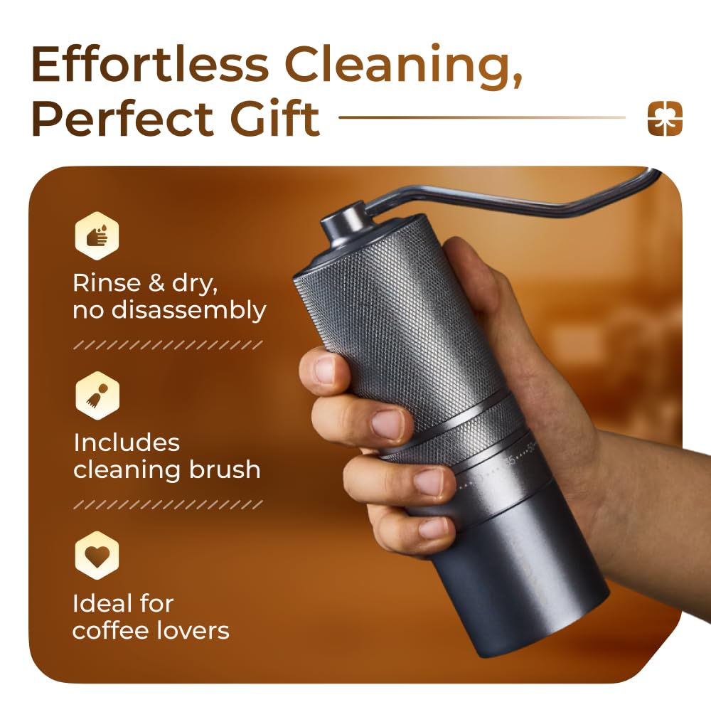 Manual Coffee Grinder 7 Star Stainless Steel Conical Burr 30g Capacity E8188