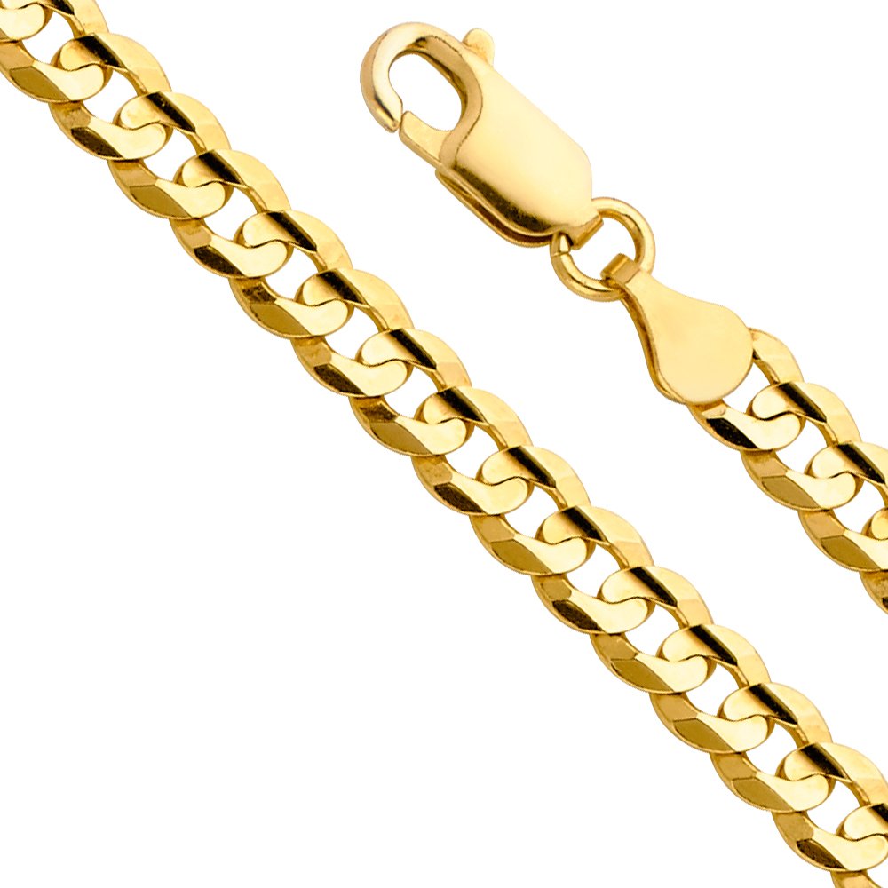 14k Yellow White Two Tone Gold Cuban Concave Curb Chain Necklace Bracelet Q5379