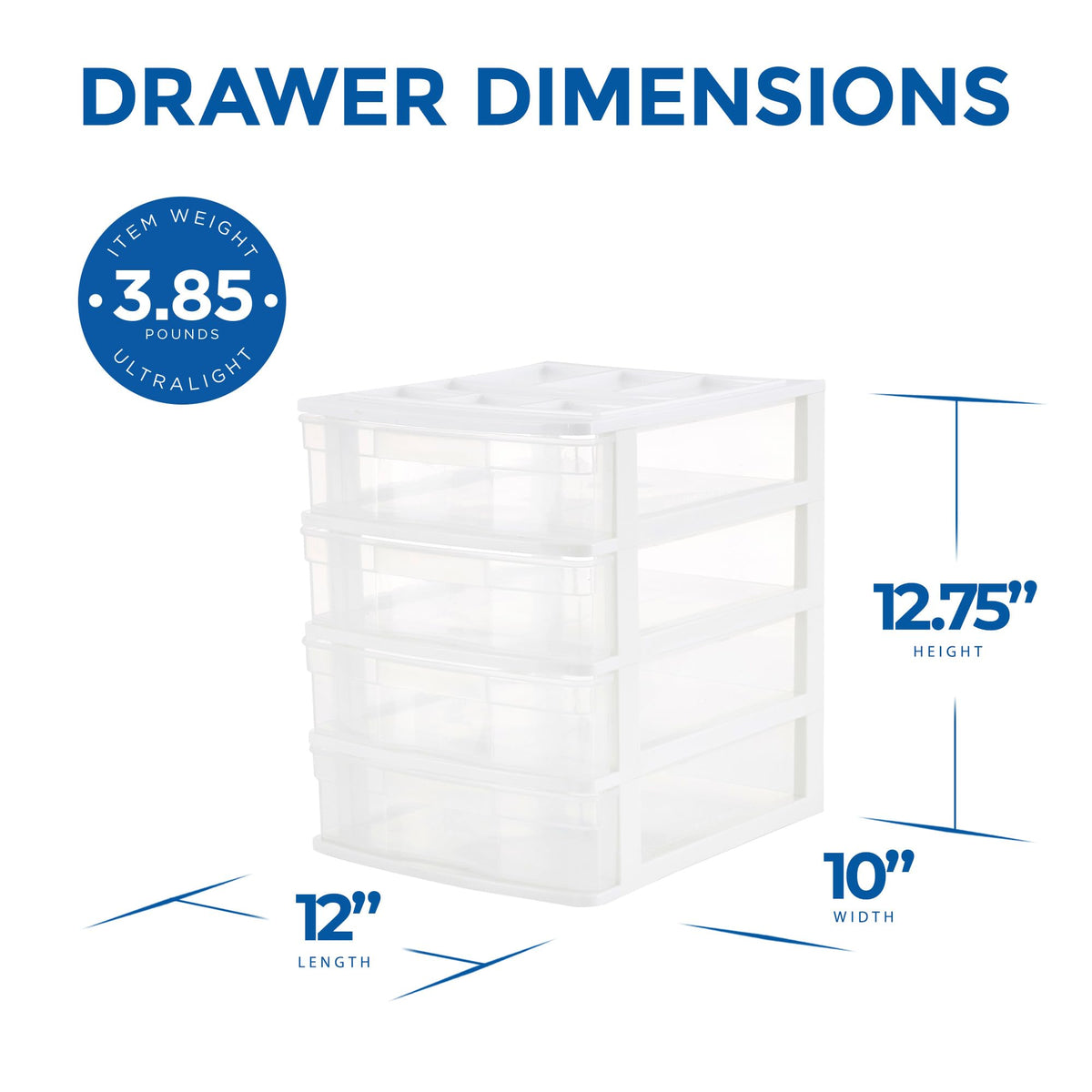 4-Tier White Plastic Drawer Organizer M467