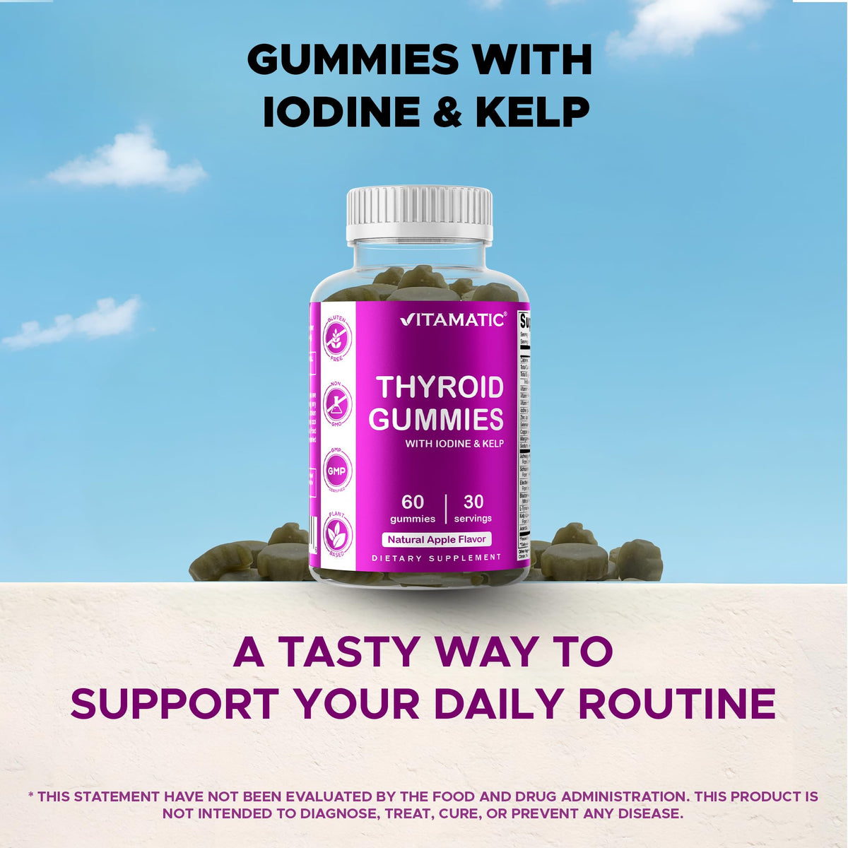 Thyroid Gummies with Iodine & Kelp, 60 Gummies R3400