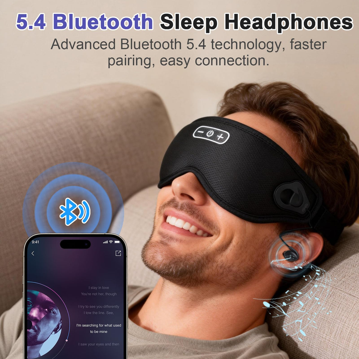Wireless Bluetooth Sleep Headphones and Blackout Sleep Mask D581512