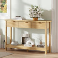 47.2" Narrow Console Table with 3 Drawers & Charging Station, Oak P321
