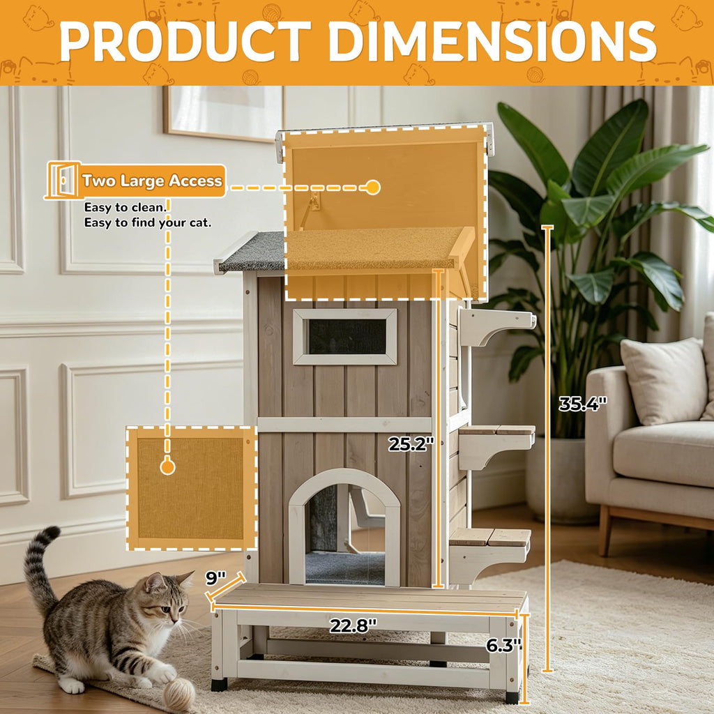 Weatherproof Wooden Outdoor Cat House Q1912