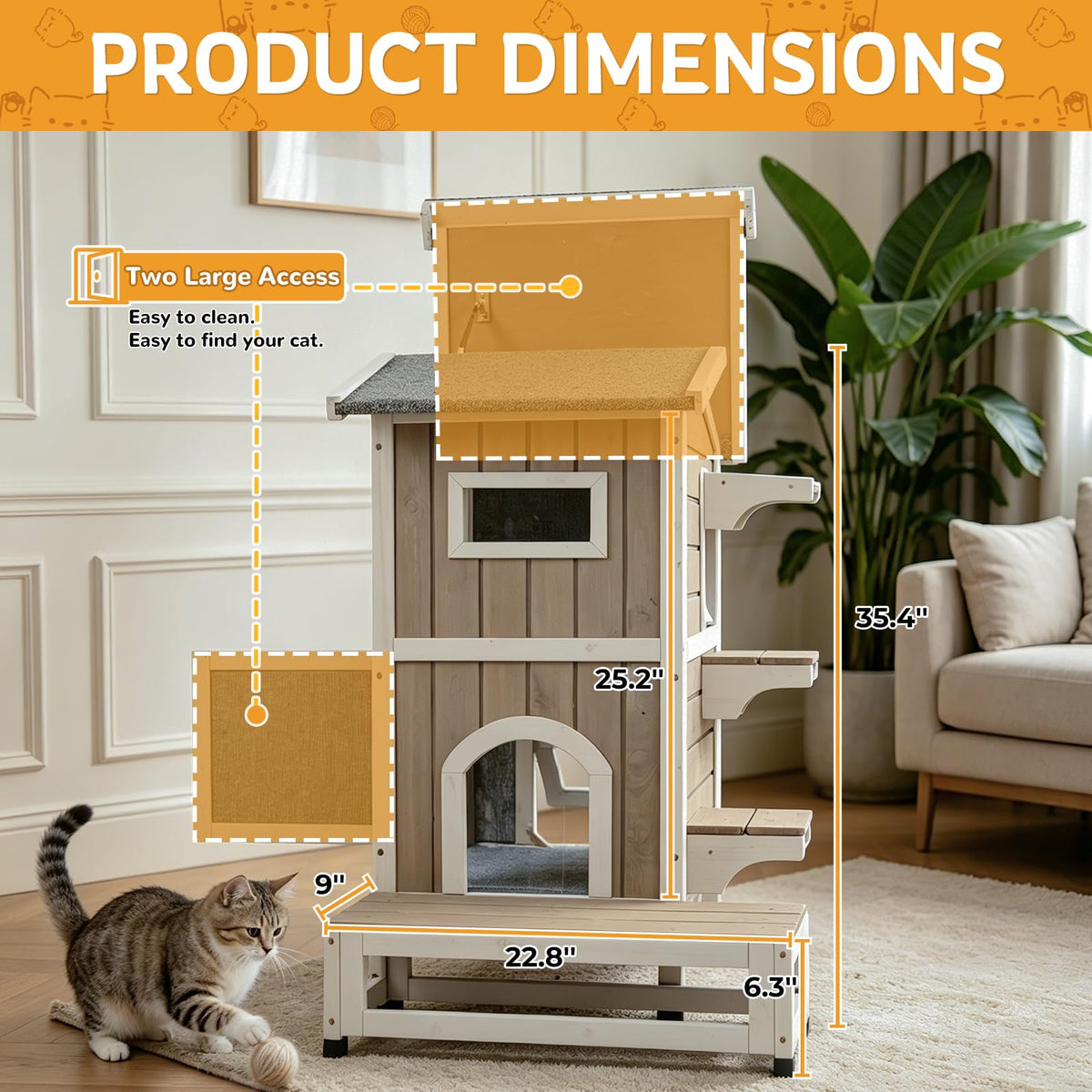 Weatherproof Wooden Outdoor Cat House Q1912