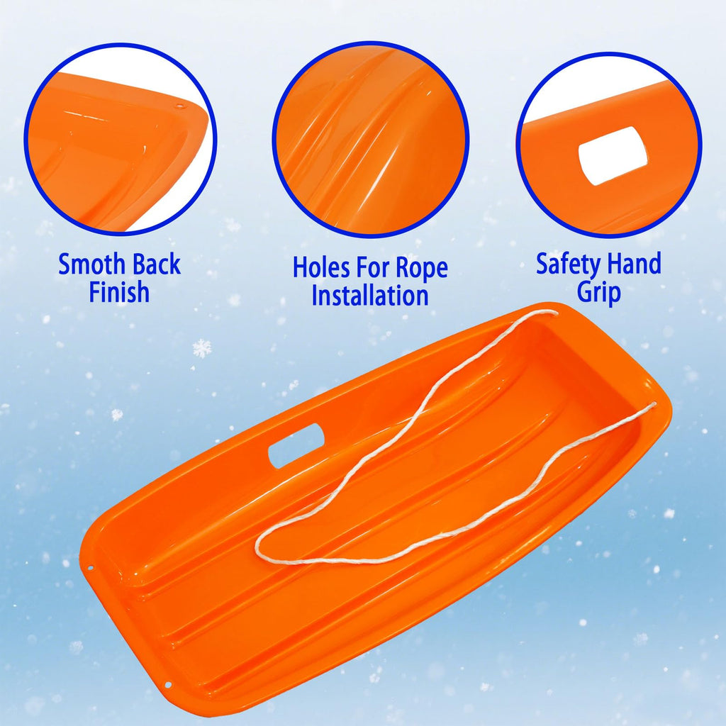 Cold Resistant Flexible Snow Sled with Pull Rope & Handles 35 Inch O36791