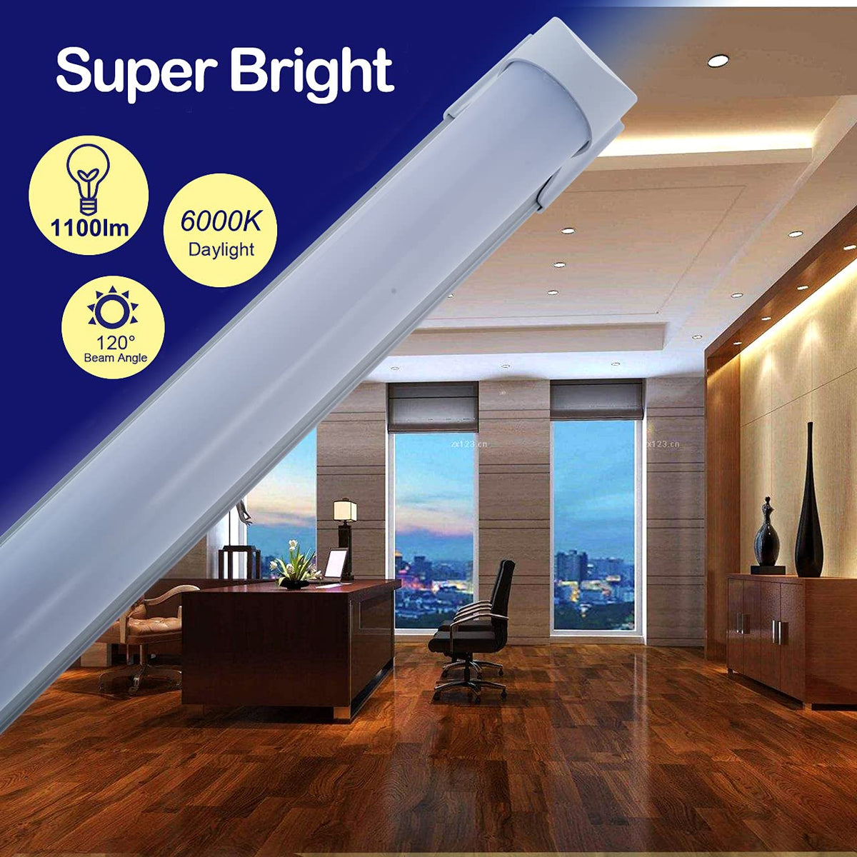 48 Pack 2FT 10W 6000K Linkable LED Shop Light with On/Off Switch G53845
