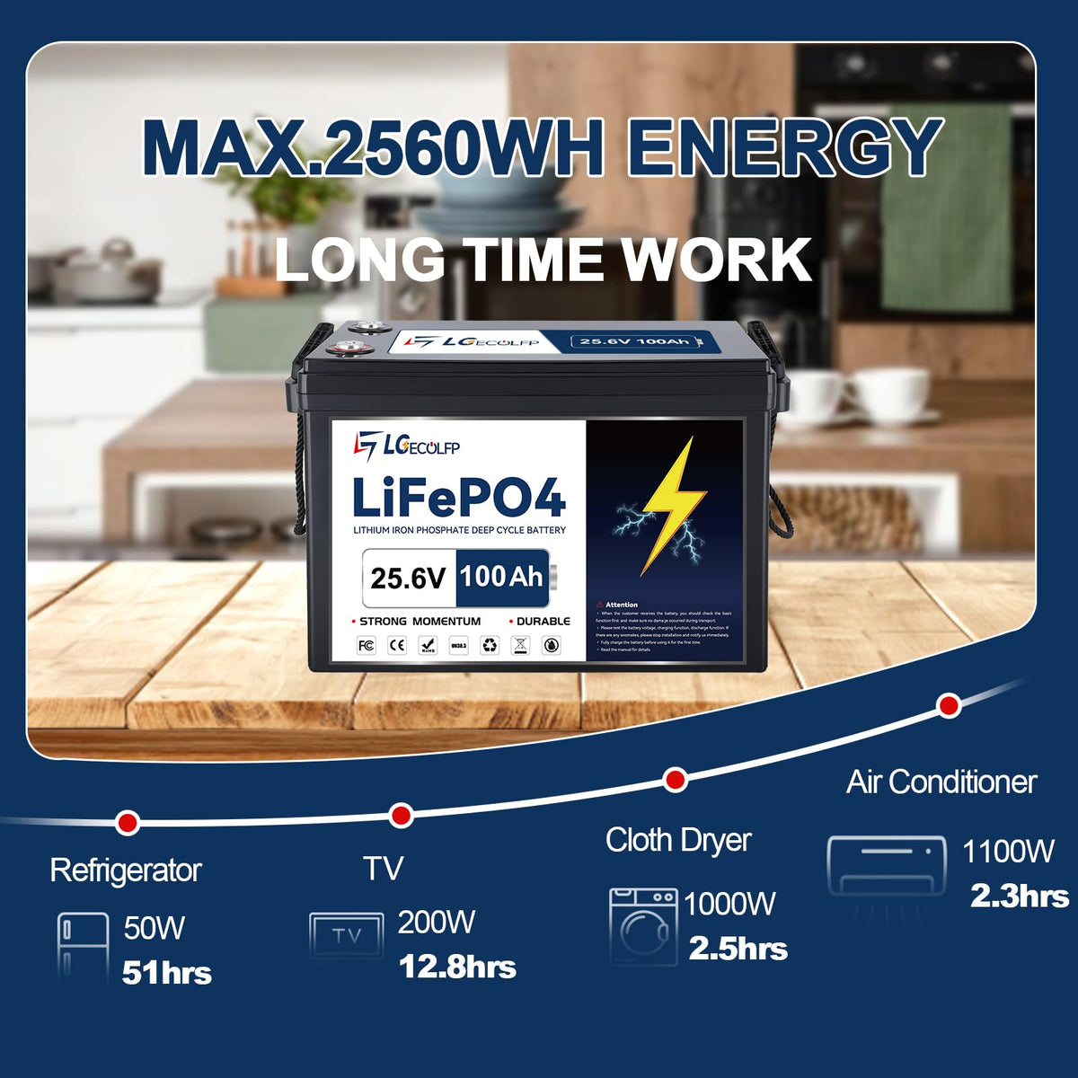 24V 100Ah LiFePO4 Battery with 100A BMS Y8572
