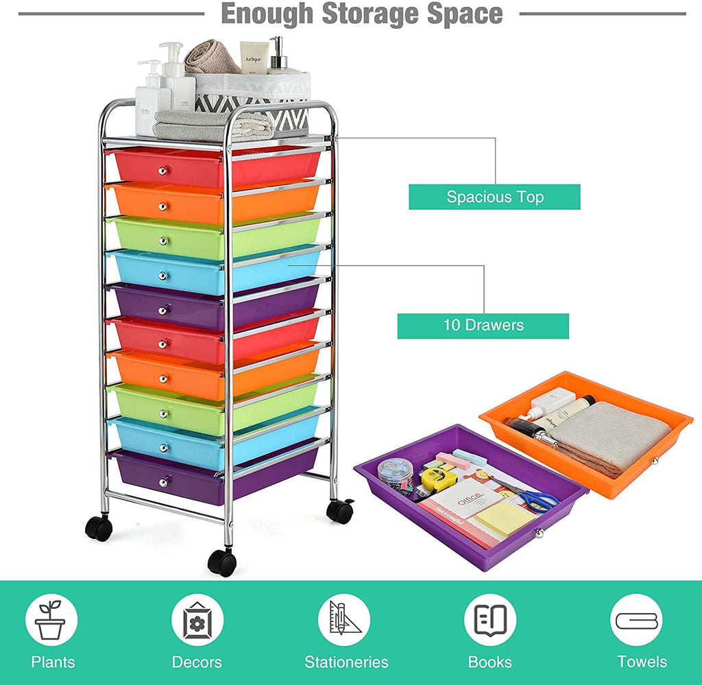 10 Drawer Rolling Storage Organizer Cart Q280