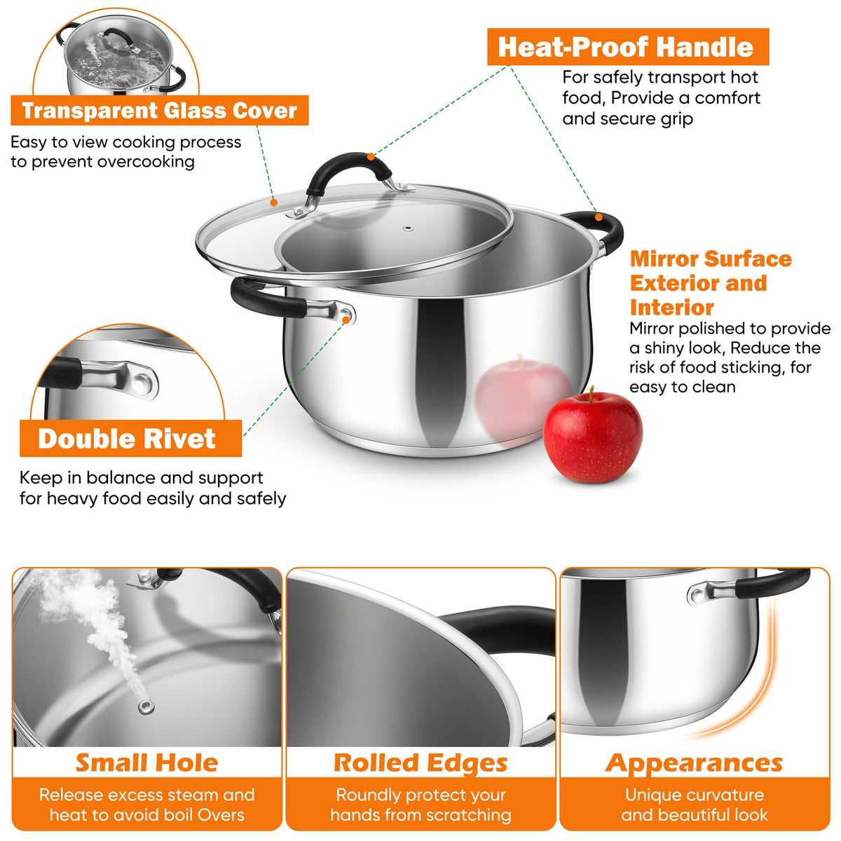 6 Quart Stainless Steel Stock Pot J10515