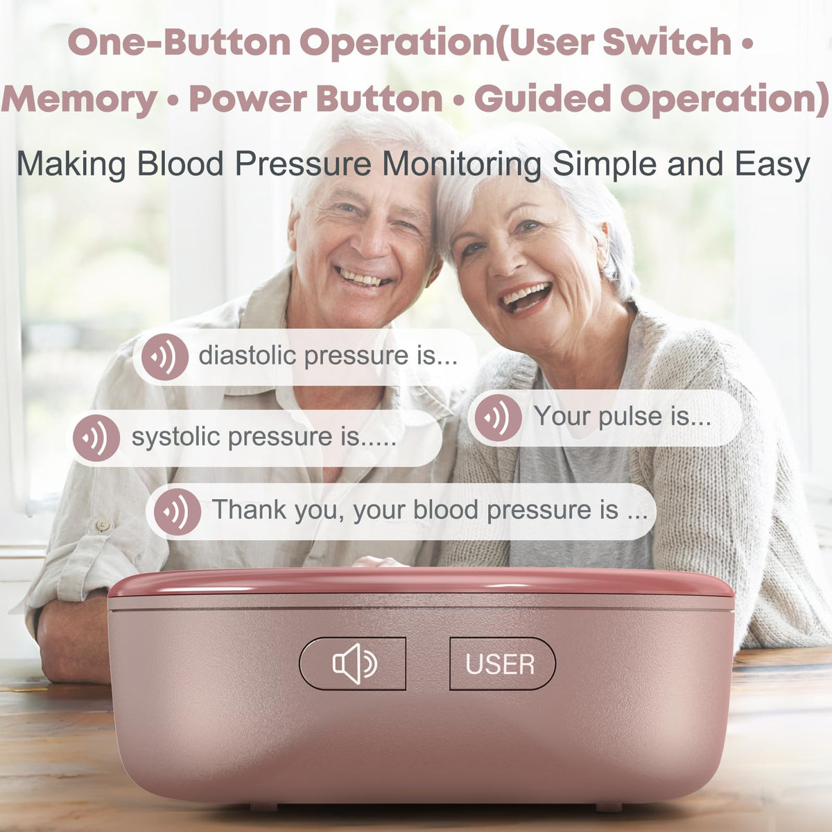 Pink Rechargeable Wrist Blood Pressure Monitor W2815