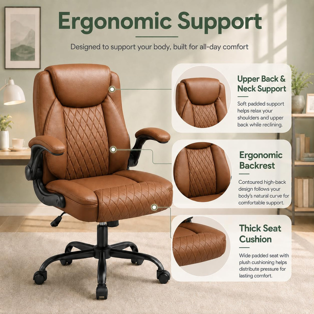 Camel Brown Home Office Chair T9627
