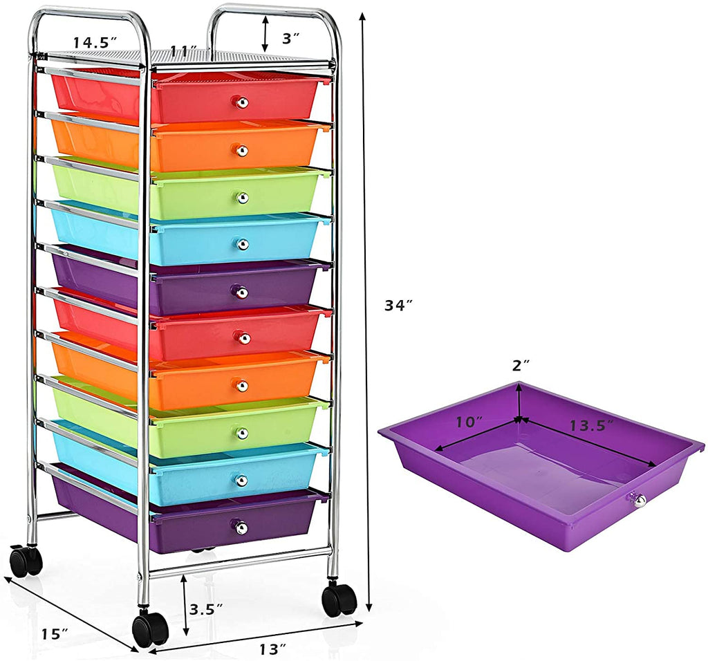 10 Drawer Rolling Storage Organizer Cart Q280