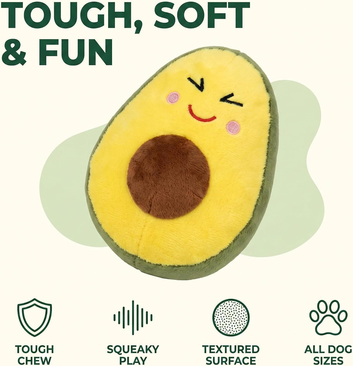 Yellow Soft Plush Avocado Dog Chew Toy I582