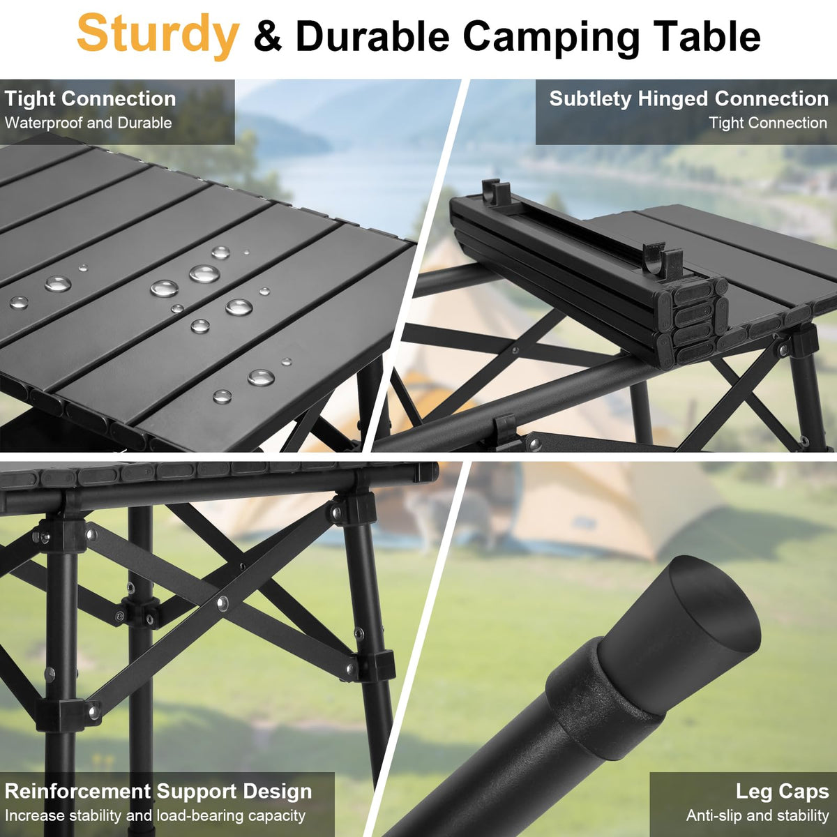 Folding Camping Side Table, Adjustable Height C544287