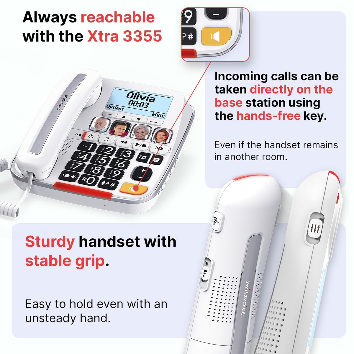 Big Button Phone with Answering Machine and Cordless Handset V663847