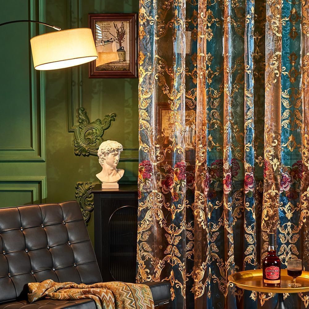 Embroidered Sheer Curtains with Floral Patterns 100"W x 84"L B237929