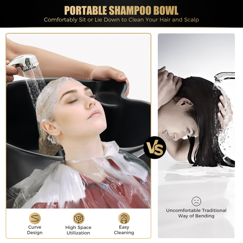 Portable Plastic Shampoo Bowl with Electric Pump and Drain Hoses A998307