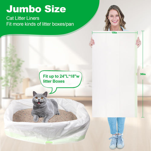 100 PCS Jumbo Cat Litter Box Liners 36"x19" W772588