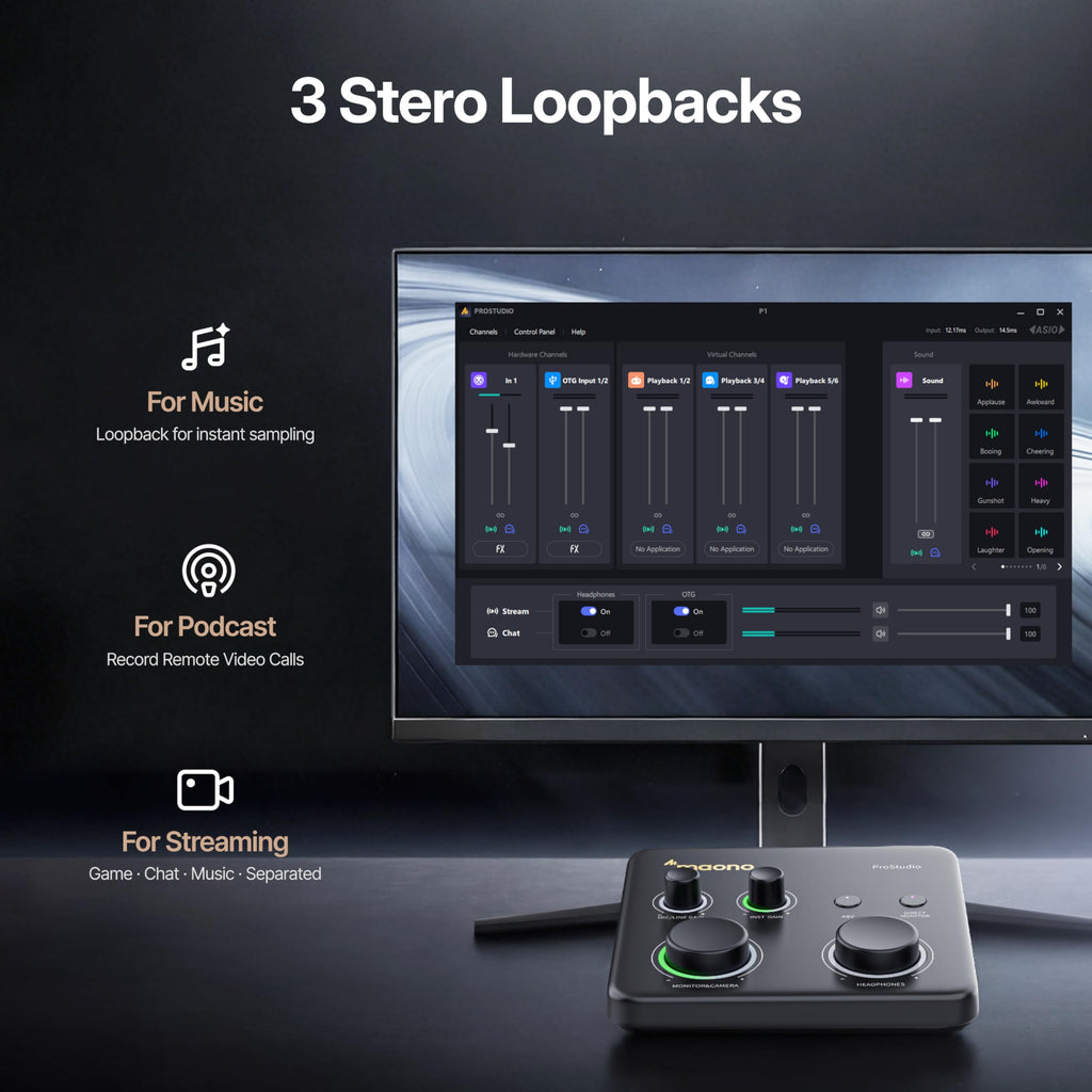USB Audio Interface with 70dB Gain V7124