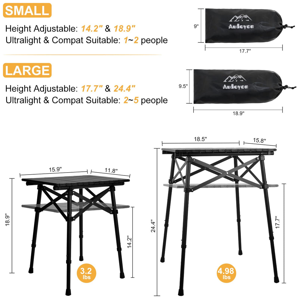 Folding Camping Side Table, Adjustable Height C544287